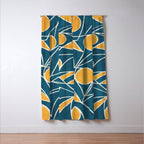 Abstract Lemon Yellow Teal Modern Artwork Window Curtain Gallery Image 3