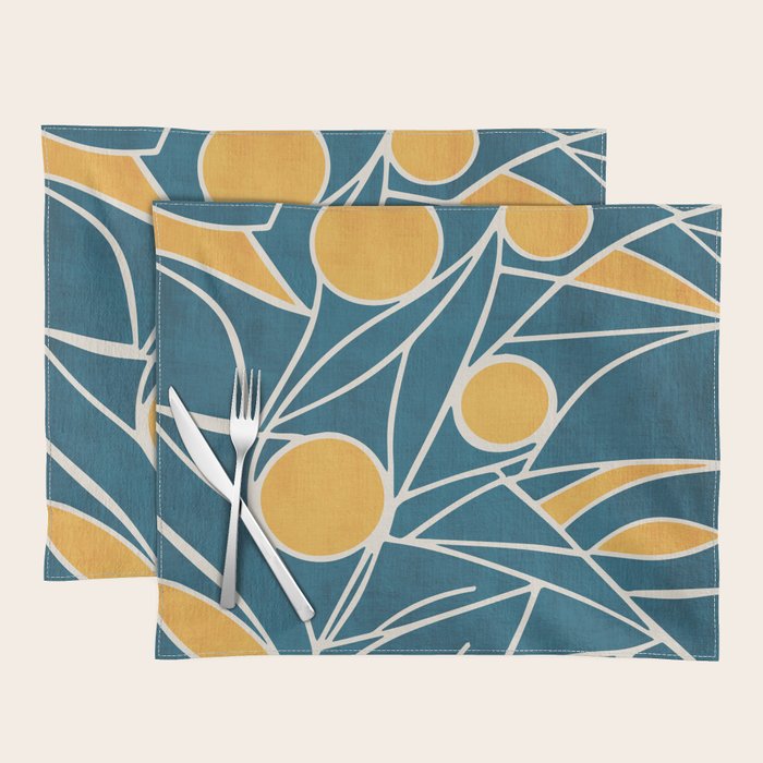 Abstract Lemon Yellow Teal Modern Artwork Placemat Gallery Image 1