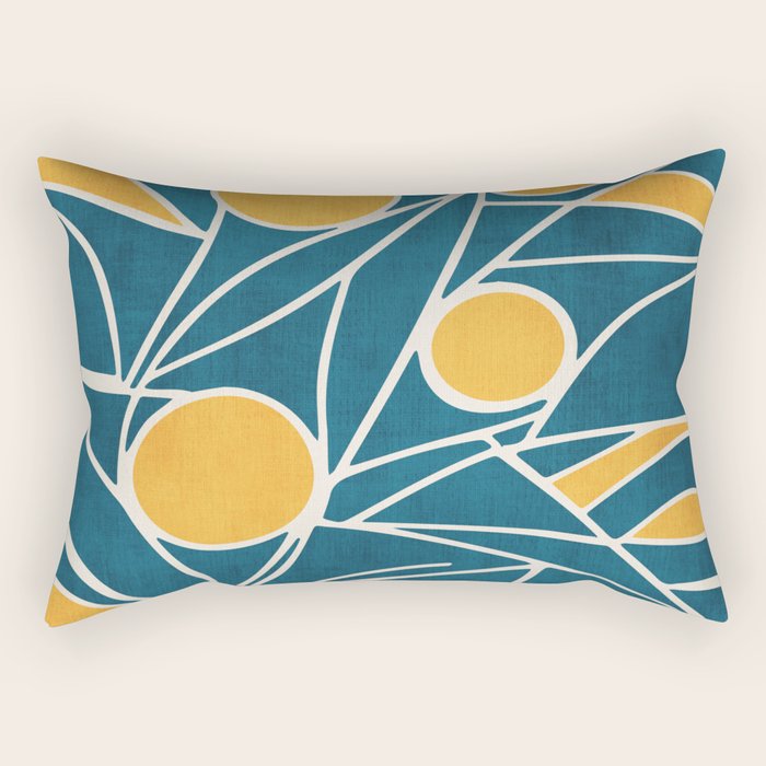 Abstract Lemon Yellow Teal Modern Artwork Rectangular Pillow Gallery Image 2