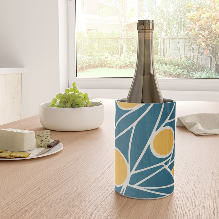 Abstract Lemon Yellow Teal Modern Artwork Wine Chiller Gallery Image 4