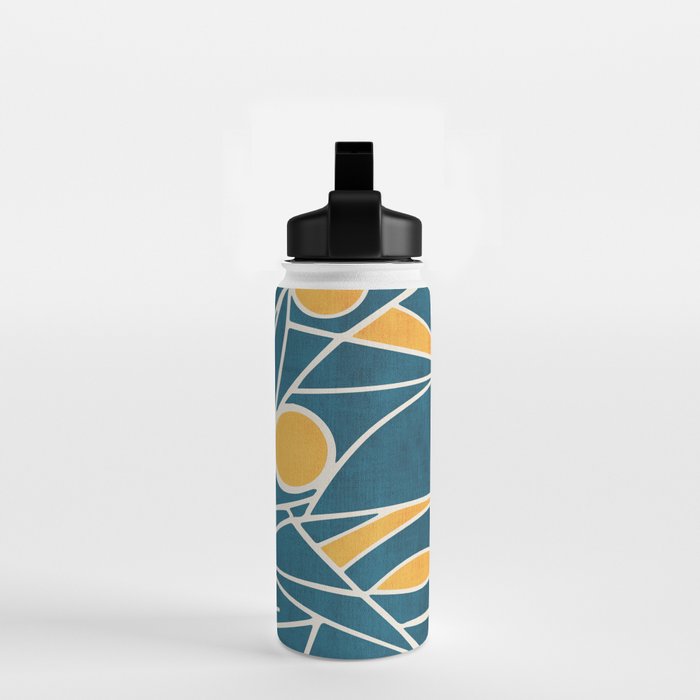 Abstract Lemon Yellow Teal Modern Artwork Water Bottle Gallery Image 2