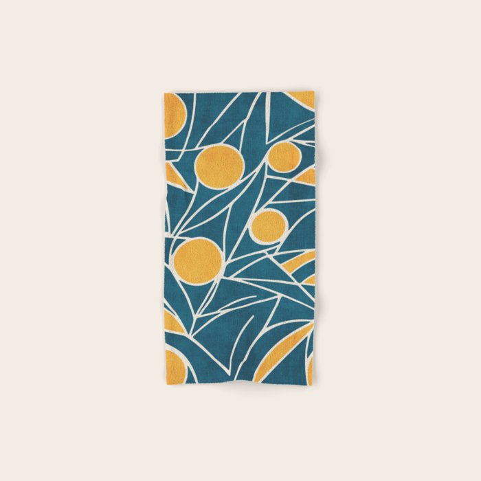 Abstract Lemon Yellow Teal Modern Artwork Bath Towel Gallery Image 1