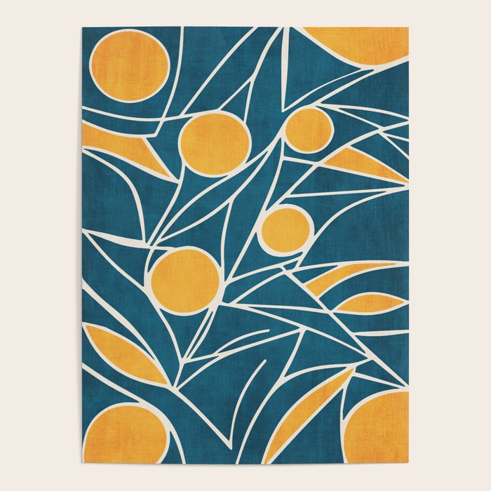 Abstract Lemon Yellow Teal Modern Artwork Poster Gallery Image 4