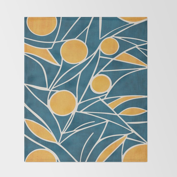 Abstract Lemon Yellow Teal Modern Artwork Throw Blanket Gallery Image 2