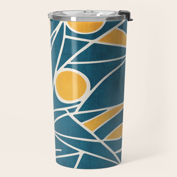 Abstract Lemon Yellow Teal Modern Artwork Travel Mug Gallery Image 2