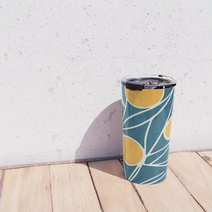 Abstract Lemon Yellow Teal Modern Artwork Travel Mug Gallery Image 4