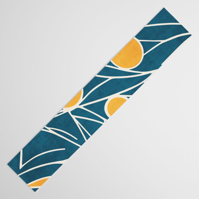 Abstract Lemon Yellow Teal Modern Artwork Table Runner Gallery Image 3