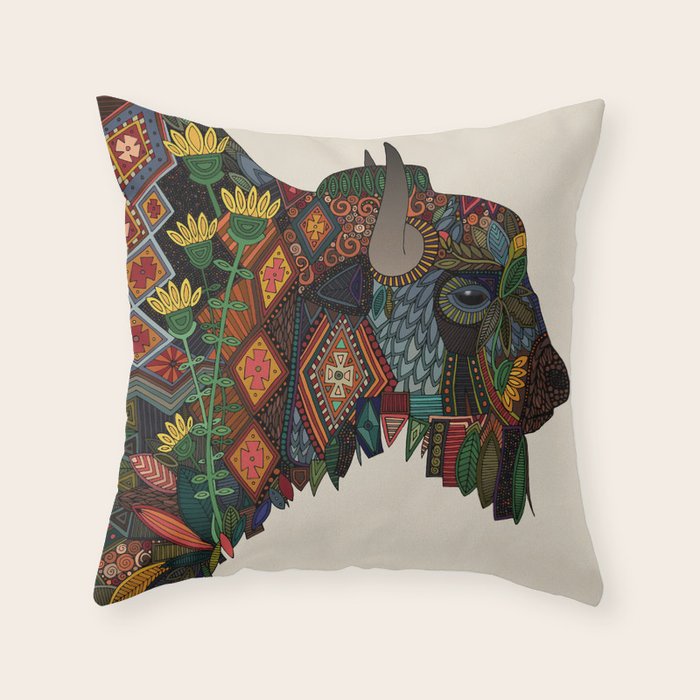 bison bone beige Throw Pillow Gallery Image 1