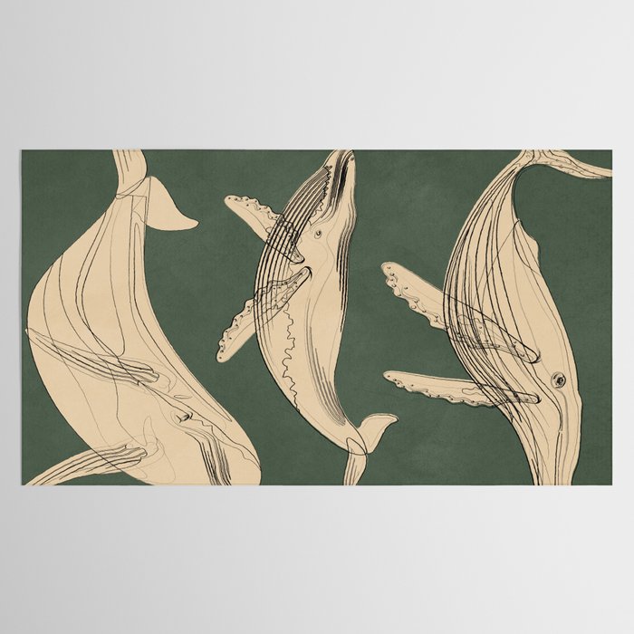 Modern Minimalist Abstract Whales 4 Tablecloth Gallery Image 2