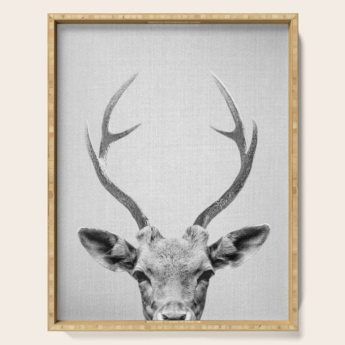 Deer - Black & White Serving Tray Gallery Image 1