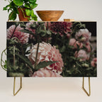 Come Together - moody botanical floral photograph rose pink dahlia flowers Credenza Gallery Image 1