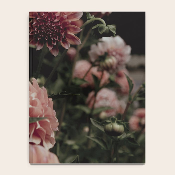 Come Together - moody botanical floral photograph rose pink dahlia flowers Notebook Gallery Image 4