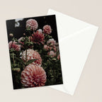 Come Together - moody botanical floral photograph rose pink dahlia flowers Stationery Card Gallery Image 2