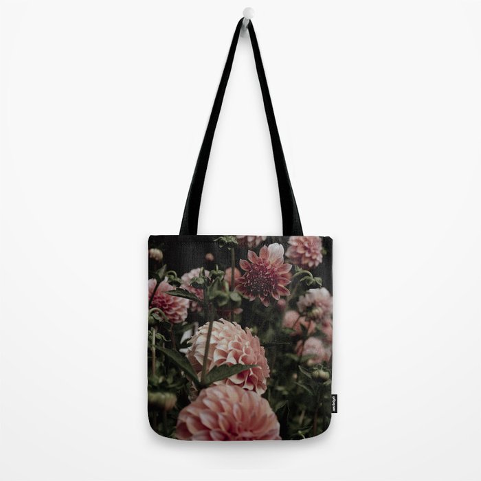 Come Together - moody botanical floral photograph rose pink dahlia flowers Tote Bag Gallery Image 2