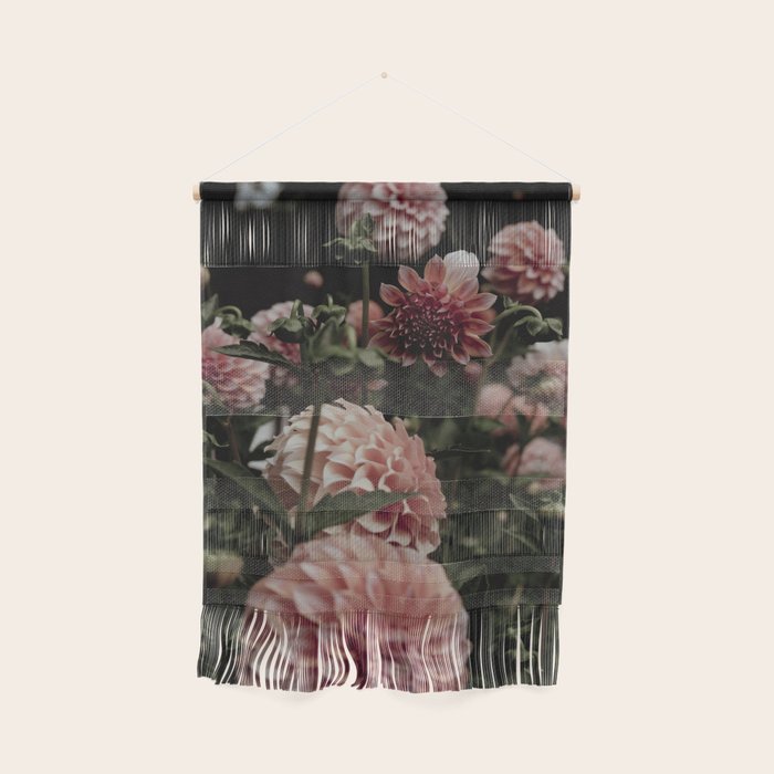 Come Together - moody botanical floral photograph rose pink dahlia flowers Wall Hanging Gallery Image 1