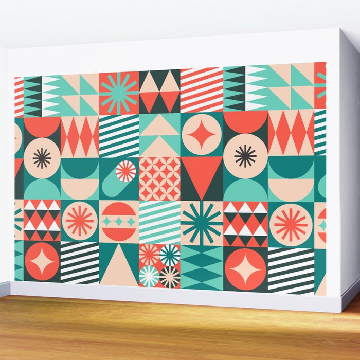Mid Century Retro Holiday Wall Mural Gallery Image 2