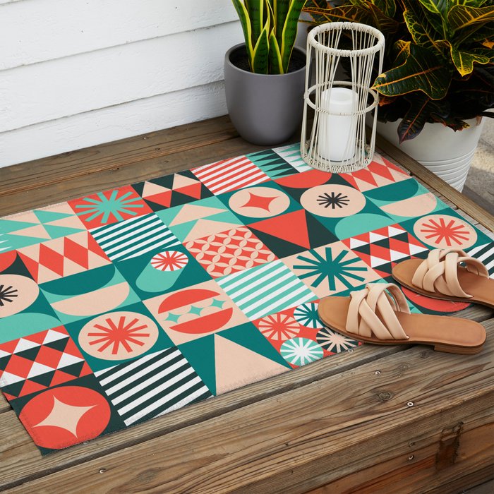 Mid Century Retro Holiday Outdoor Rug Gallery Image 2
