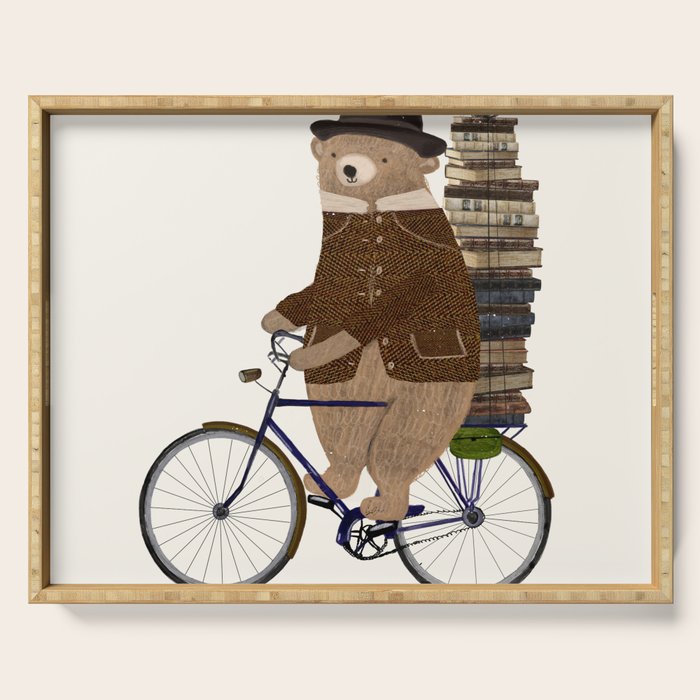 an educated bear Serving Tray Gallery Image 1