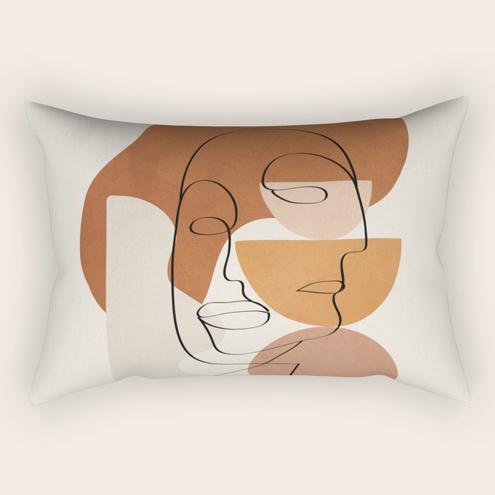 Abstract Clay Faces II Rectangular Pillow Gallery Image 1