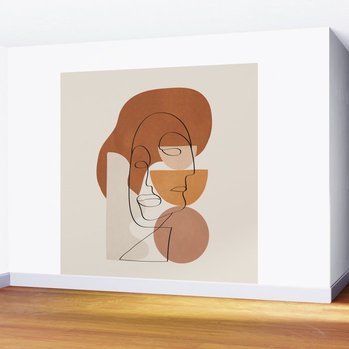 Abstract Clay Faces II Wall Mural Gallery Image 2