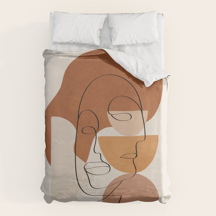 Abstract Clay Faces II Duvet Cover Gallery Image 1