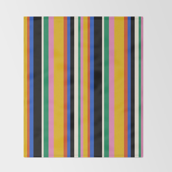 Classic Stripes XIII - Bold Retro Throw Blanket Gallery Image 2
