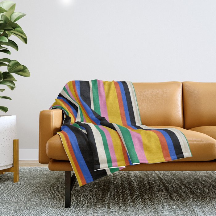 Classic Stripes XIII - Bold Retro Throw Blanket Gallery Image 1