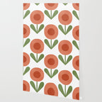 Mid Century Mod Flowers Terracotta  Wallpaper Gallery Image 2