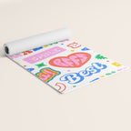 Retro funny sticker quote label pattern Yoga Mat Gallery Image 2