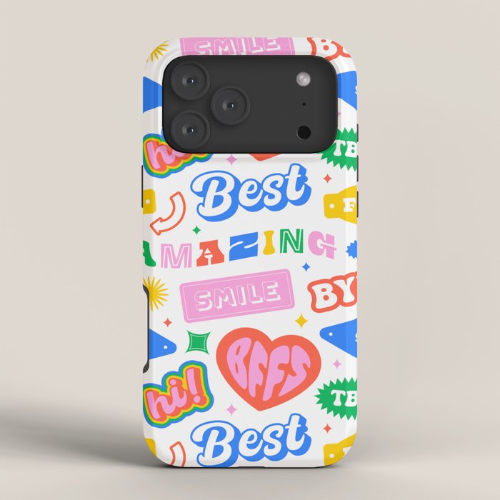 Retro funny sticker quote label pattern iPhone Case Gallery Image 4