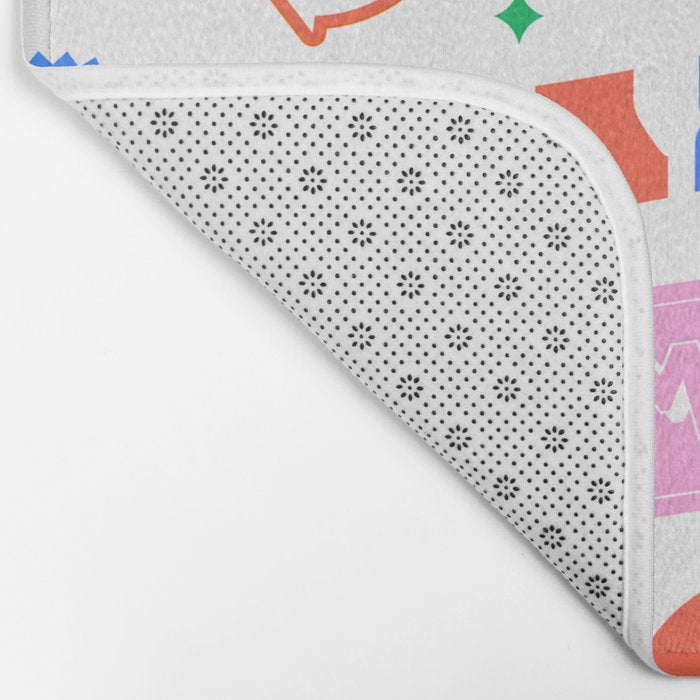 Retro funny sticker quote label pattern Bath Mat Gallery Image 2