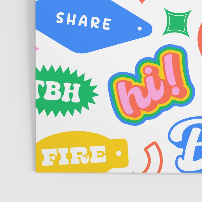 Retro funny sticker quote label pattern Poster Gallery Image 3