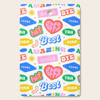 Retro funny sticker quote label pattern Cutting Board Gallery Image 1