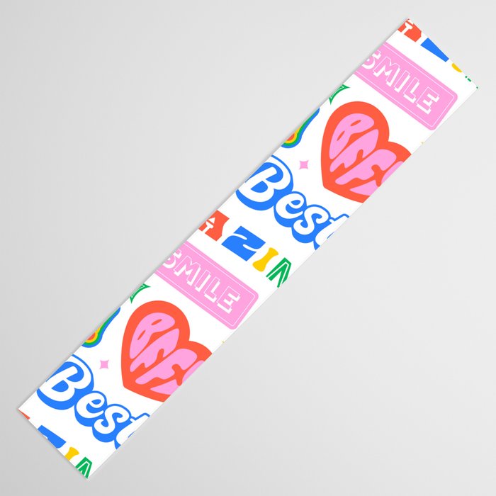 Retro funny sticker quote label pattern Table Runner Gallery Image 3
