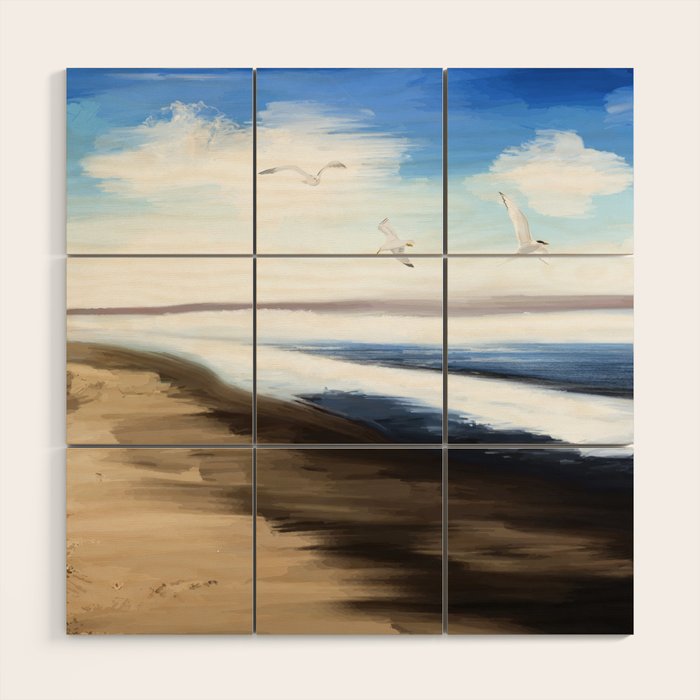 Coastal Seagulls Wood Wall Art Gallery Image 1