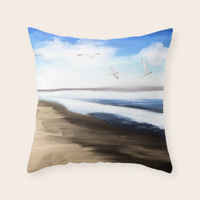 Coastal Seagulls Throw Pillow Gallery Image 6