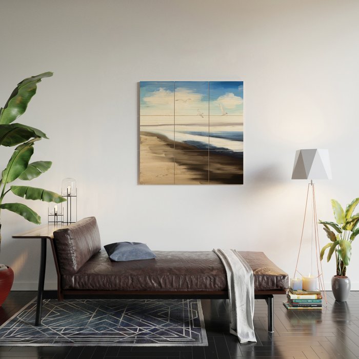 Coastal Seagulls Wood Wall Art Gallery Image 2