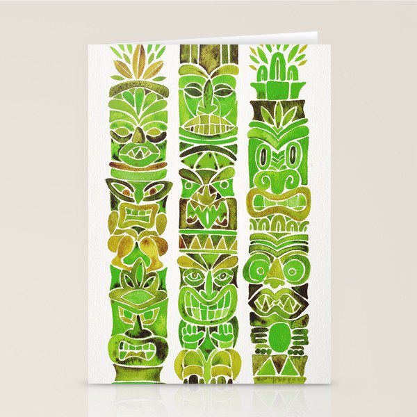 Tiki Totems - Green Stationery Card Gallery Image 1