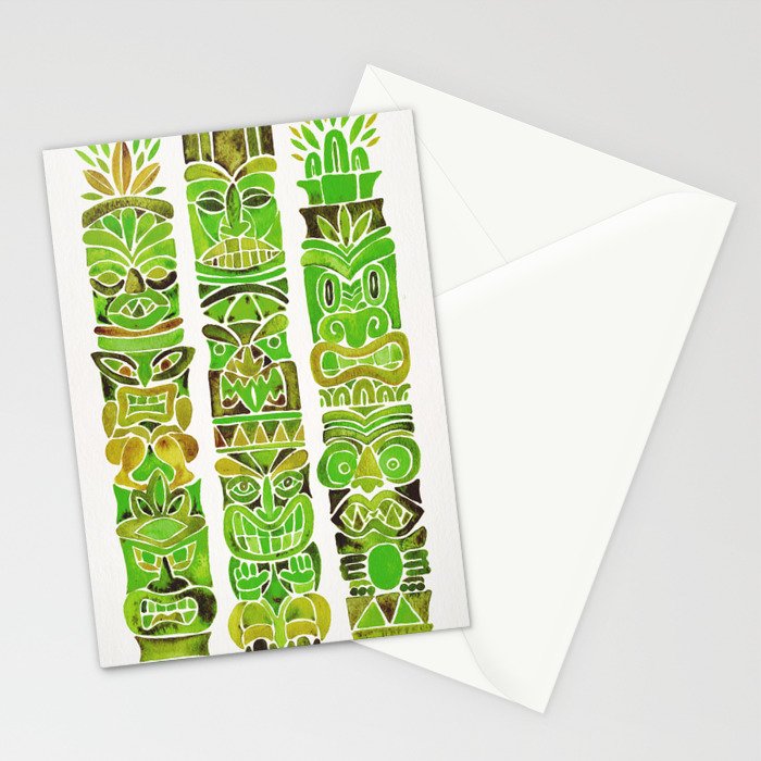 Tiki Totems - Green Stationery Card Gallery Image 2