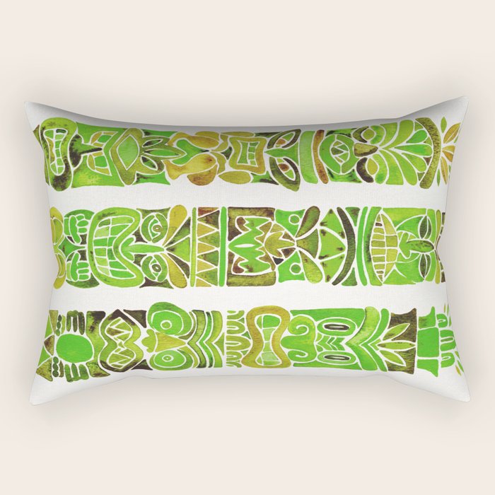 Tiki Totems - Green Rectangular Pillow Gallery Image 1