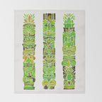 Tiki Totems - Green Throw Blanket Gallery Image 2