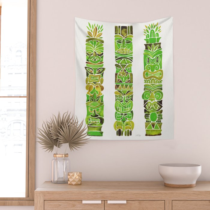 Tiki Totems - Green Wall Tapestry Gallery Image 2