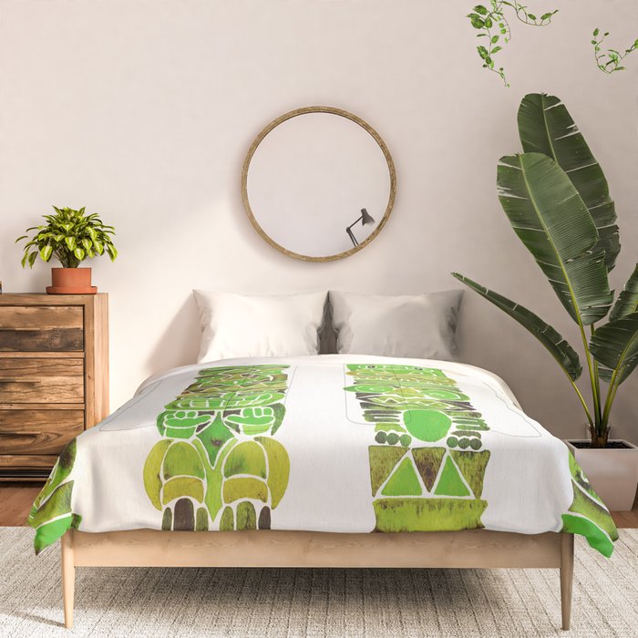 Tiki Totems - Green Comforter Gallery Image 3