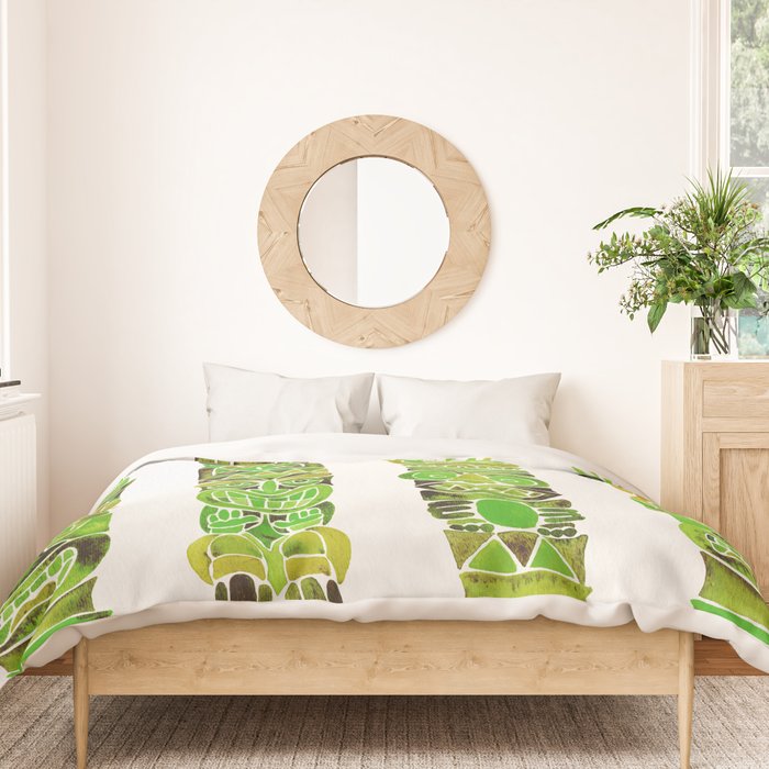 Tiki Totems - Green Duvet Cover Gallery Image 3