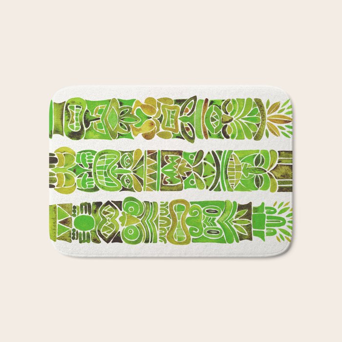 Tiki Totems - Green Bath Mat Gallery Image 1