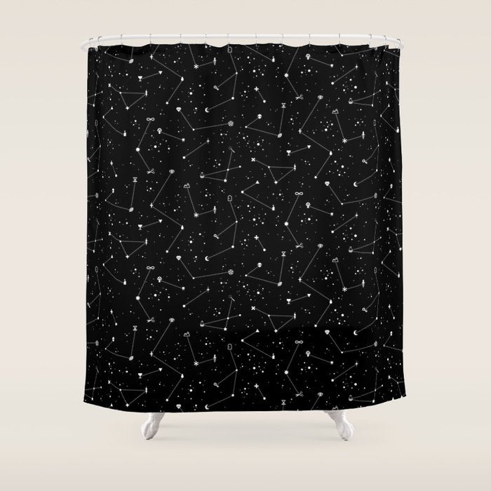 Constellations (Black) Shower Curtain Gallery Image 1