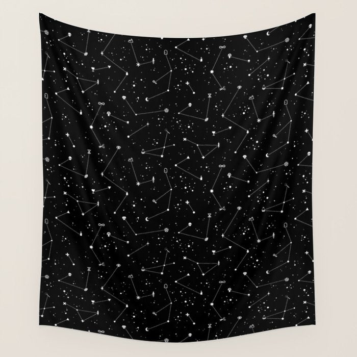 Constellations (Black) Wall Tapestry