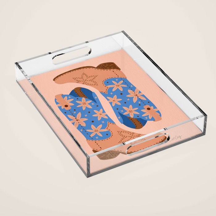 Cowgirl Boots â Blue & Peach Acrylic Tray Gallery Image 1