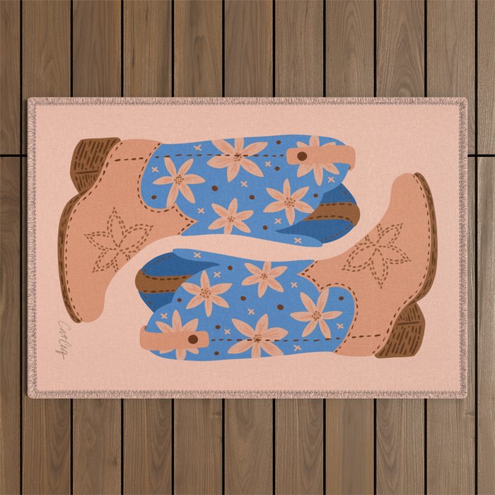 Cowgirl Boots â Blue & Peach Outdoor Rug Gallery Image 1