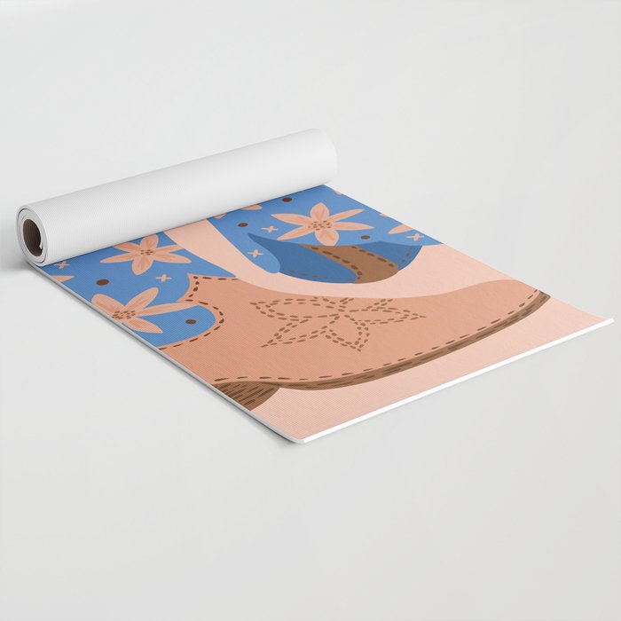 Cowgirl Boots â Blue & Peach Yoga Mat Gallery Image 2
